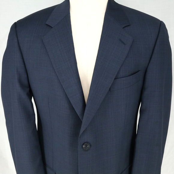 John W Nordstrom Sport Coat Mens 44R Blue Plaid Jacket Wool Reda Super 120s - Picture 7 of 16